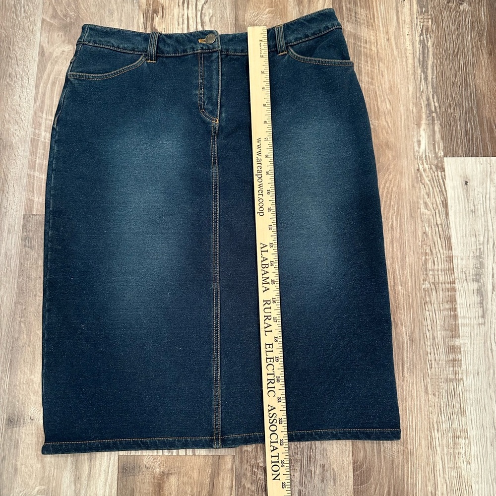 J. Jill Blue Cotton Mini Skirt Stretchy Neutral Versatile Spring Summer Sz 8 - Picture 2 of 9